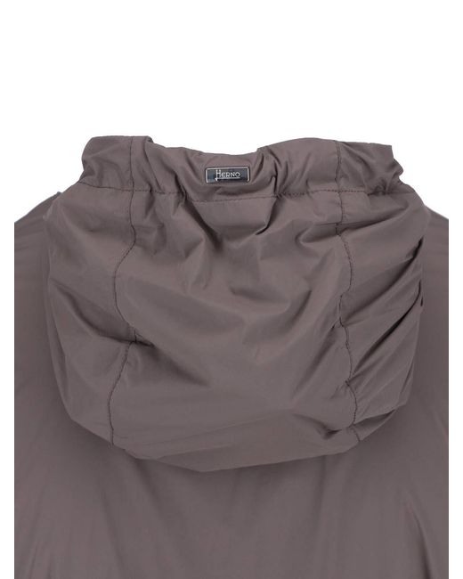 Herno Gray Zip-Up Hooded Casual Jacket for men