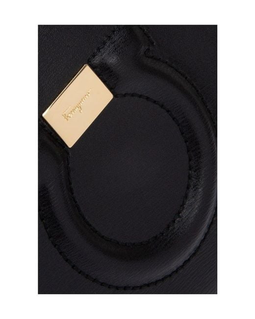 Ferragamo Black Gancini Zip-Around Wallet