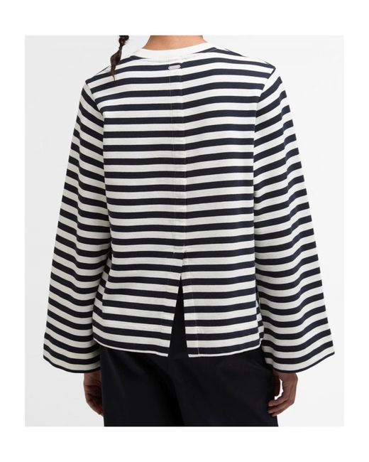 Barbour Black Striped Crew Neck Sweatshirt