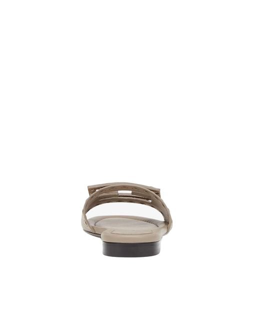 Fendi White Baguette Ff Slip-On Slides