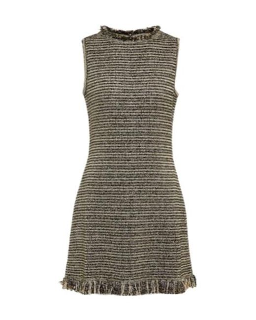 Oscar de la Renta Gray Tweed Minidress