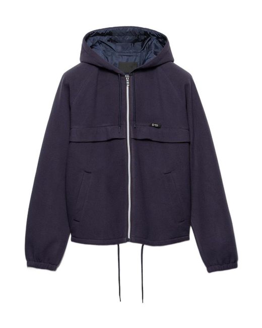 Prada Blue Zipped Hooded Jacket for men