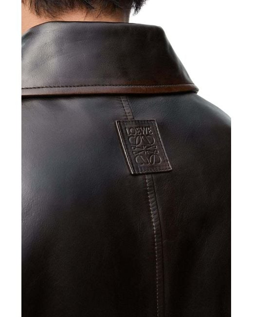 Loewe Black Button Fastened Leather Jacket for men