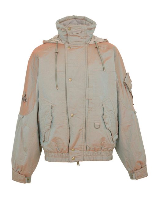 Vivienne Westwood Gray Iridescent Gradient Hooded Jacket for men