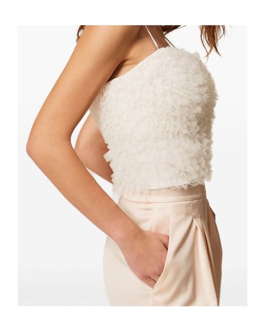 Twinset Natural Textured Tulle Crop Top