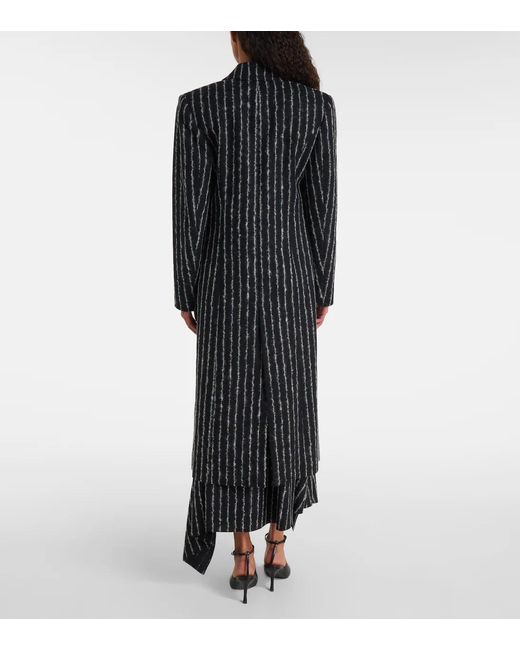Mugler Black Fine Striped Long-Sleeve Coat