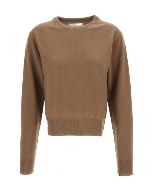 Extreme Cashmere Brown Crew-Neck Ribbed-Trim Sweater