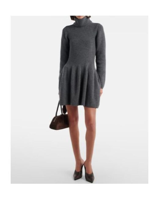 Magda Butrym Black Ribbed-Knit Cashmere Minidress