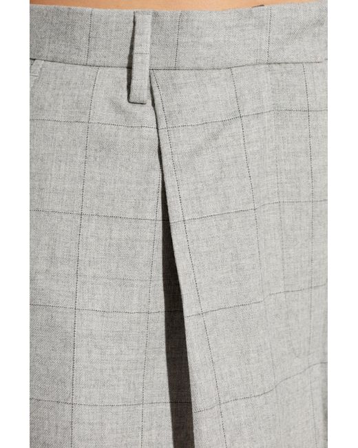 Dries Van Noten Gray Checked Pleated Trousers