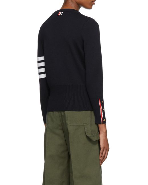 Thom Browne Black Milano Stitch Classic 4-Bar Pullover