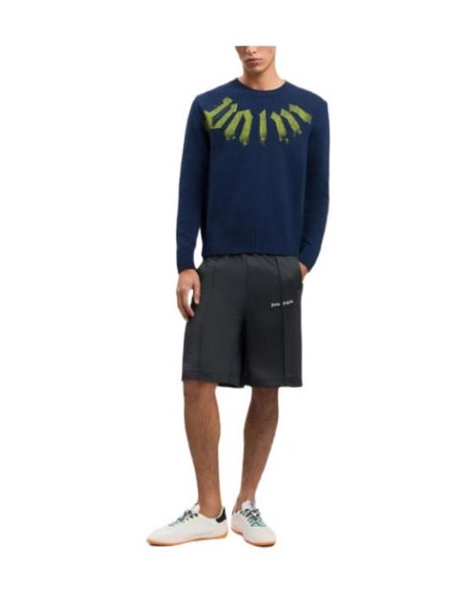 Palm Angels Blue Logo Print Sweater for men