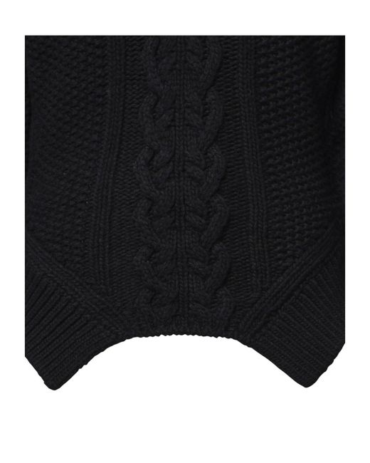 Dondup Black Cable-Knit Wool Sweater
