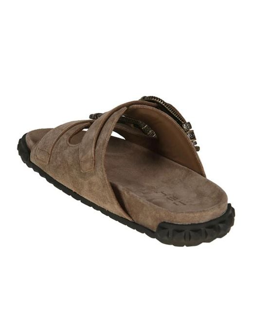 Ash Brown Round-Toe Slippers