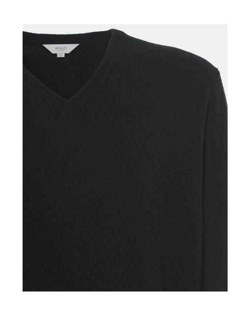 Malo Black V-Neck Cashmere Sweater for men