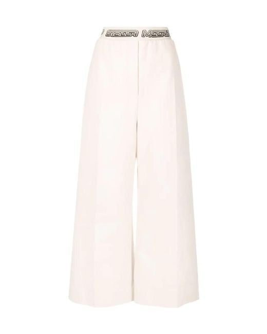 Stella McCartney White Logo Waistband Cropped Trousers