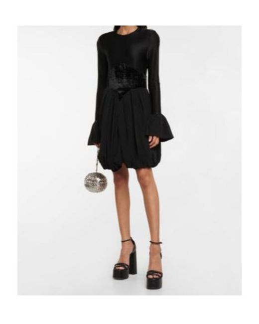 Rabanne Black Pleated Flared Minidress