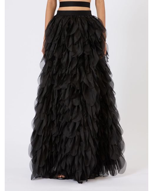 Max Mara Black Romana Tiered Ruffled Maxi Skirt