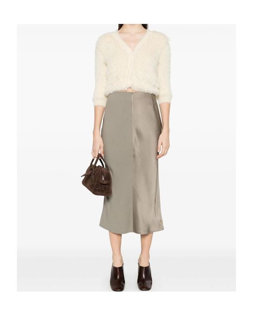 AMI Gray Straight Midi Skirt