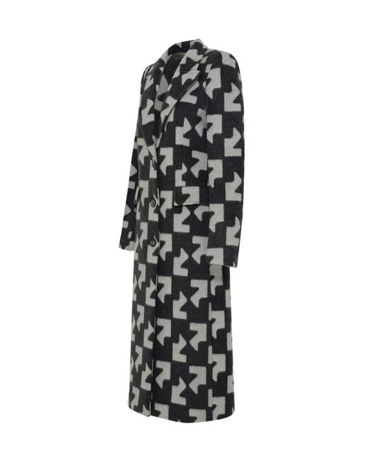 Off-White c/o Virgil Abloh Black Geometric Patterned Coat