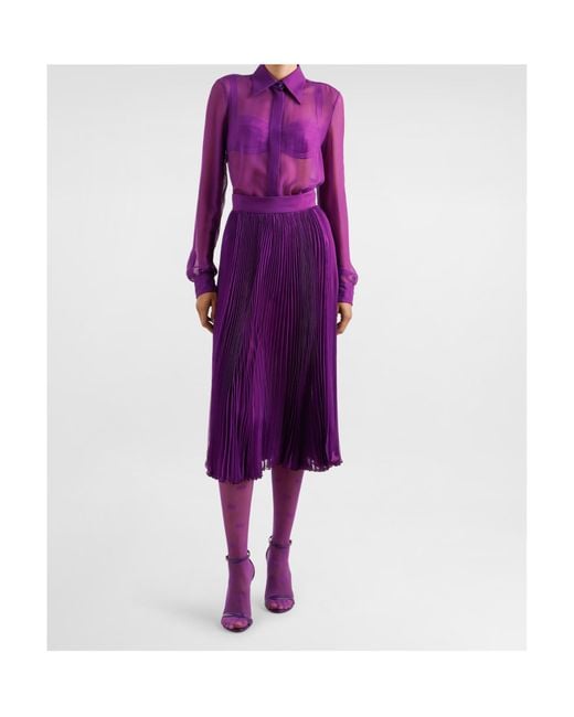 Dolce & Gabbana Purple Long-Sleeved Chiffon Shirt