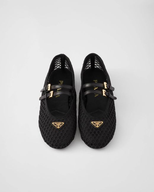 Prada Black Mesh Fabric Ballerinas