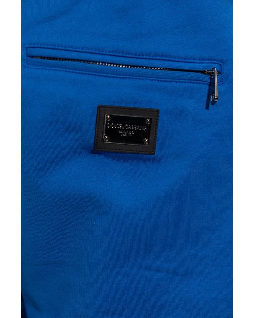 Dolce & Gabbana Blue Thigh-Length Drawstring Track Shorts for men