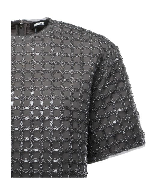 ROTATE BIRGER CHRISTENSEN Gray Beaded Oversized Top