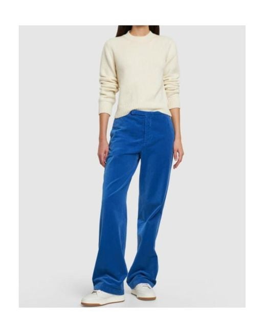 Aspesi Blue Velvet High-Waisted Casual Pants