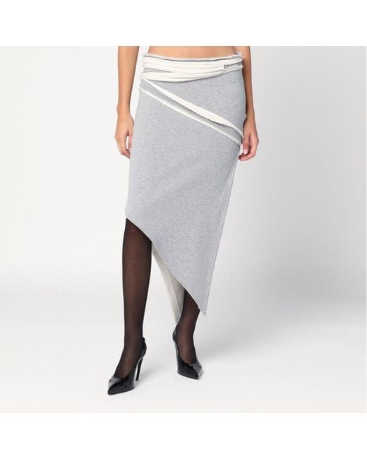 The Attico Gray Logo Printed Asymmetric Layered Skirt