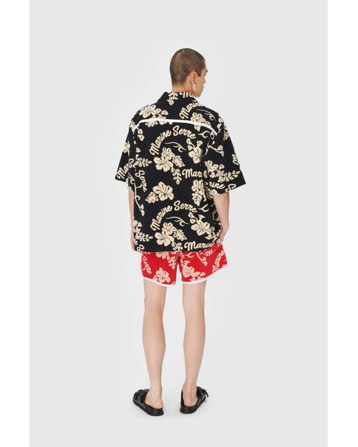 MARINE SERRE Black Patterned-Jacquard Terry-Cloth Shirt for men