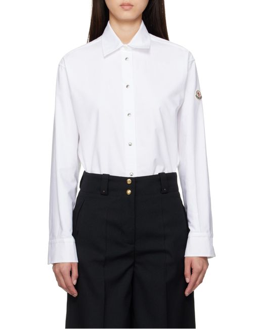 Moncler White Logo Patch Long Sleeved Shirt
