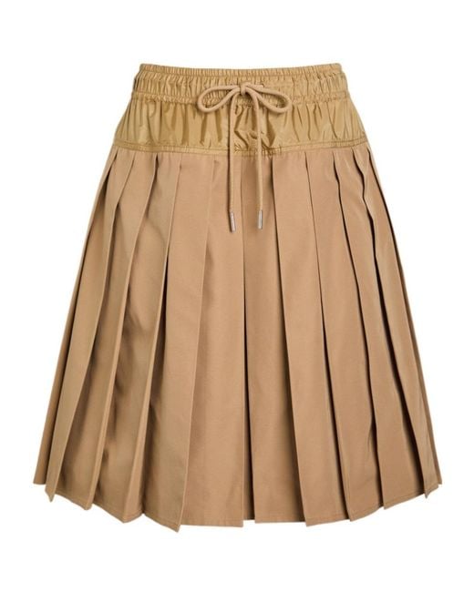 Moncler Natural Pleated Woven Mini Skirt