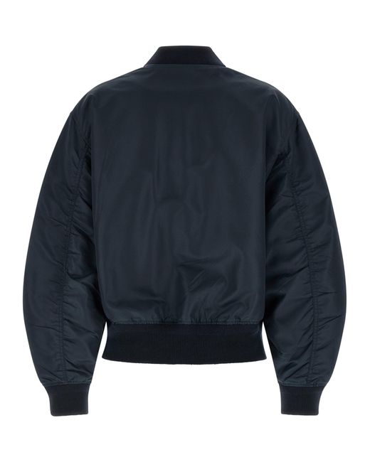Prada Blue Triangle-Logo Zip-Up Bomber Jacket