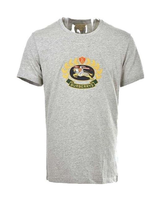 Burberry Gray Embroidered T-Shirt for men