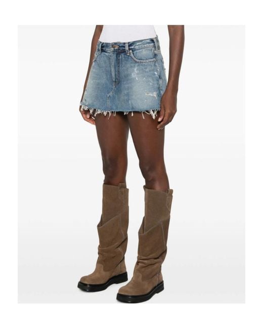 Balenciaga Blue Belt-Loop Denim Shorts