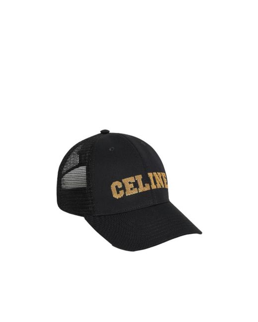 Céline Black Embroidered Baseball Cap for men