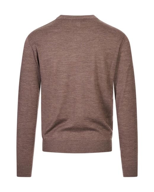 Canali Brown Crew-Neck Sweater for men