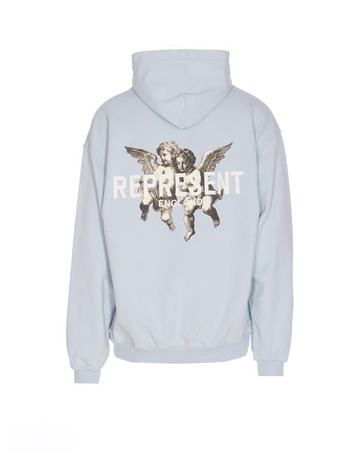 Represent Blue Legacy Cherubs Logo Printed Hoodie for men