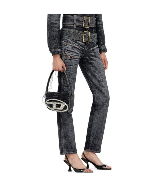 DIESEL Gray D-Gorina Belted High-Rise Jeans