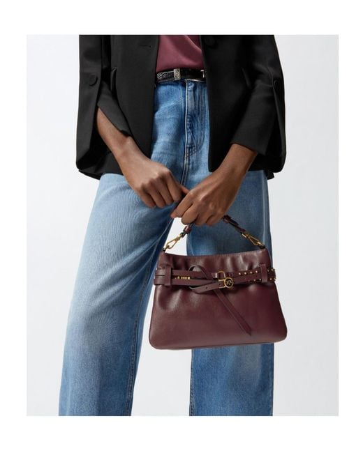 Pinko Purple Love Birds Strap Shoulder Bag