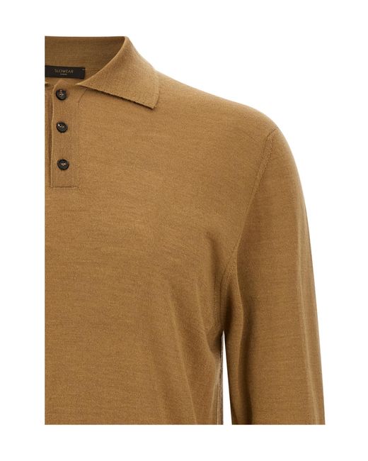Zanone Brown Flexwool Slim-Fit Polo Shirt for men