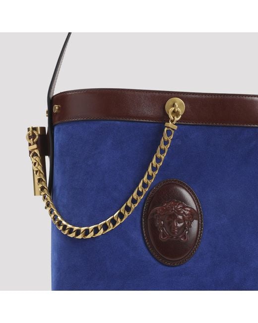 Versace Blue Pivot Small Bucket Bag