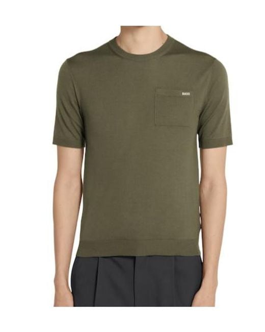 Gucci Green Fine Wool Knit Top With Intarsia for men
