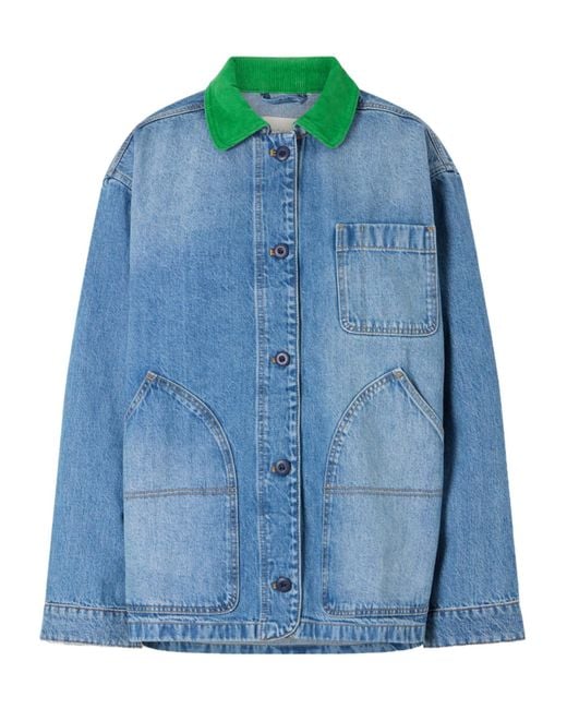 Doen Blue Pascual Corduroy-Trimmed Denim Jacket