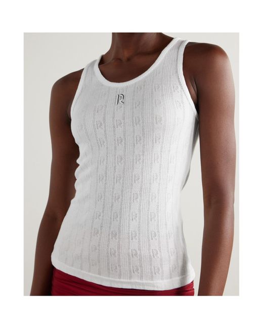 Rabanne White Logo-Plaque Sleeveless Tank Top