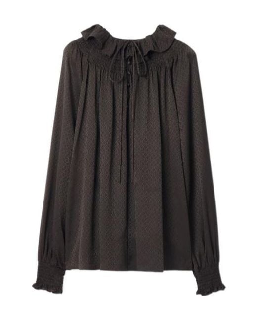 Burberry Black Silk Geometric Blouse
