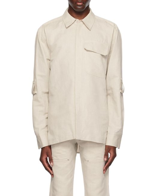 Helmut Lang White Cotton-Linen Twill Shirt for men