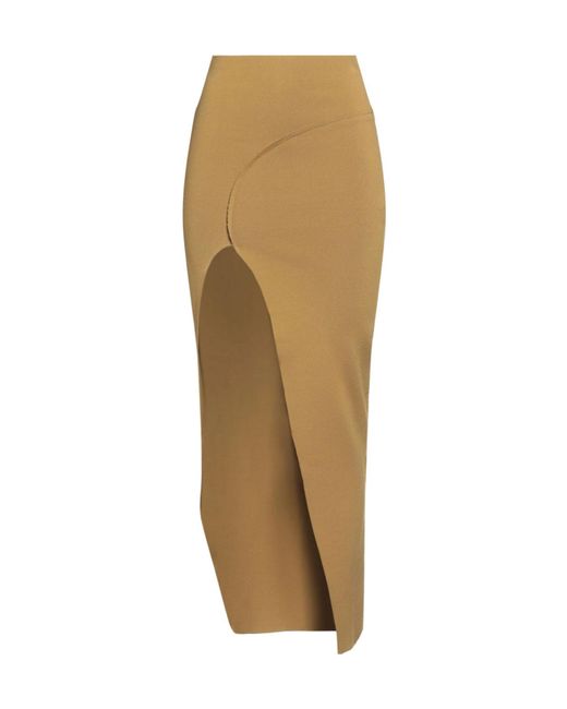 Rick Owens Natural Solid Color Stretch Knit Midi Skirt