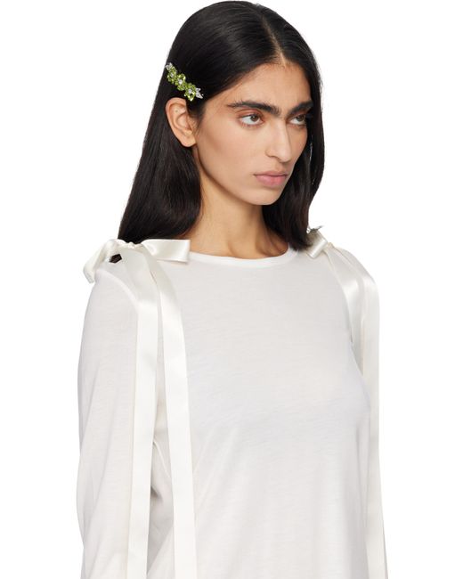 Simone Rocha Green Heart-Shaped Flower Hair Clip