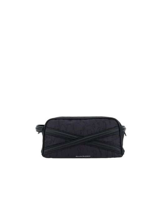 McQueen Blue Cross Detailed Zipped Wash Bag for men